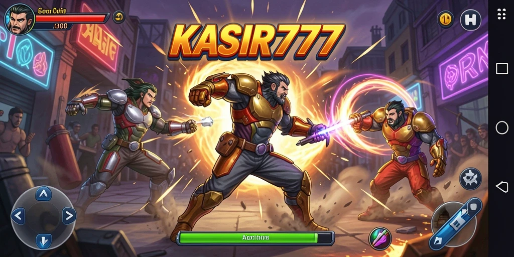 Screenshot gameplay KASIR777 menampilkan aksi pertarungan yang intens.