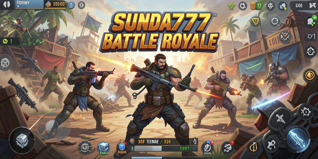Tampilan gameplay SUNDA777 yang mendebarkan dalam arena Battle Royale.