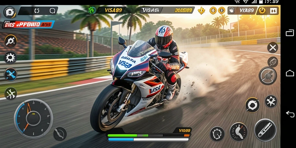 Gameplay mendebarkan saat balapan motor di lintasan.