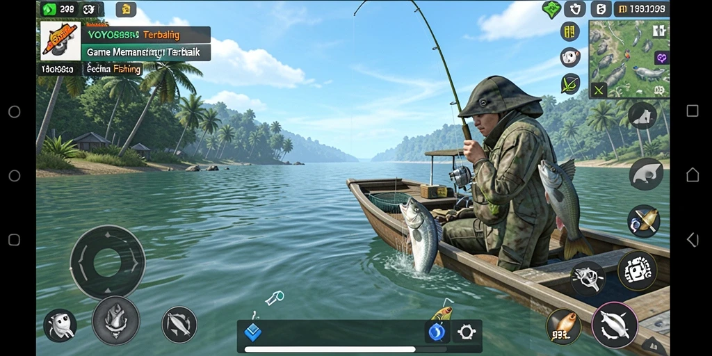 Gameplay YOYO88 menampilkan aksi memancing yang menarik dan penuh warna.